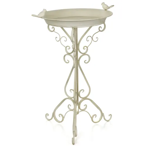 Vogeltränke Vogelbad Braun mit zwei Vögeln – 74 cm Stehend - Vogeltränke aus robustem Metall in ansprechender Rost-Optik, ideal für Ihren Garten und ein schöner Anziehungspunkt für Vögel.