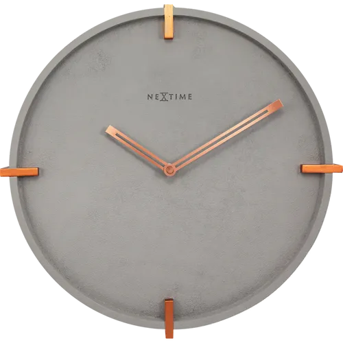NeXtime Designer Wanduhr Beton „3515-Mohawk Wall“ - Moderne Wanduhr mit leisem Uhrwerk und 12-Stunden-Anzeige, ideal für jeden Raum. Hergestellt aus stilvollem Polyresin in Betonfarbe.