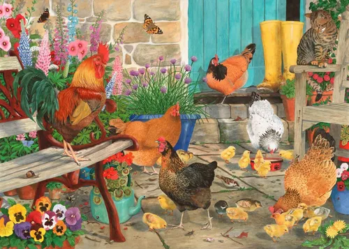 House of Puzzles Puzzle Hen Pecked - 1000 Teile - Tiermotiv