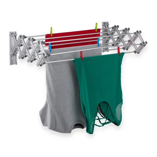 Wandmontage Wäscheständer - Klappbarer Scherenwäschetrockner - Praktischer und rostfreier Wandwäscheständer aus Aluminium, ideal für platzsparendes Trocknen mit einer Breite von 95 cm.