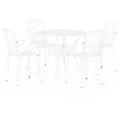 vidaXL 5-Tlg Bistro-Set Aluminiumguss Weiß 3070612 - Elegantes Bistro-Set aus langlebigem Aluminiumguss für den Außenbereich. Mit komfortablen Stühlen und einem Tisch mit Schirmloch. Ideal für entspannte Stunden im Freien.
