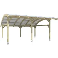 Skan Holz Carport Schwaben 648 x 630 cm - Carport aus Leimholz mit stabilen Polycarbonat-Dachplatten, bietet hohe Stabilität und Schutz vor Witterungseinflüssen für Ihr Fahrzeug.