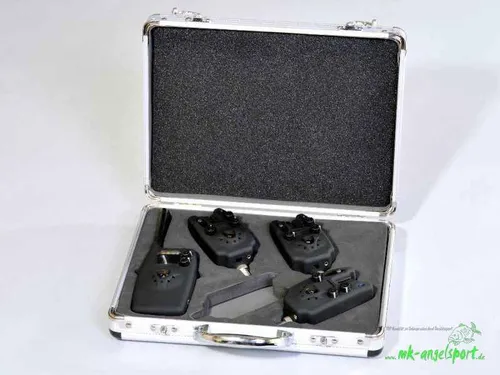 MK Digital Funk Bissanzeiger 3+1 Blau Set mit Receiver - Praktisches 3er Set für Angler, bietet optische und akustische Signale für zuverlässige Bissanzeige. Ideal für entspannte Angelausflüge.