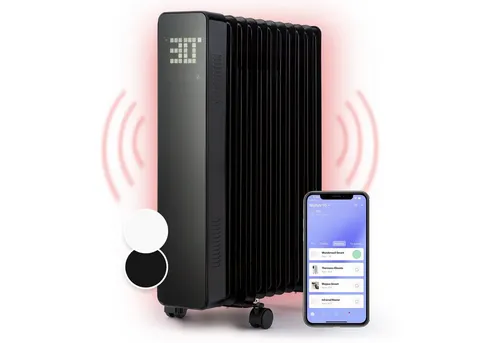 Klarstein Öl Radiatoren 2500 Watt: Leiser, mobiler Elektro Heizkörper mit WiFi/App Steuerung - Elektroheizkörper mit 2500 Watt für schnelle Wärmeverteilung. Energiesparend, leise und mobil mit App-Steuerung für optimalen Komfort.