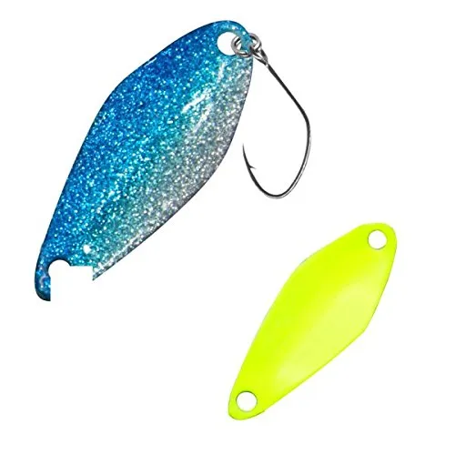 FTM Spoon Tremo 2, 9cm - Forellenblinker zum Ultra Light Angeln auf Forellen, Forellenköder zum Spinnangeln, Spinnköder, Blinker, Farbe:blau-silberfarben/gelb, Gewicht:2, 3g