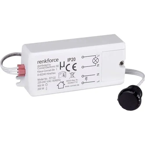 Renkforce Nahfeldschalter IP20 Schwarz - Berührungslos Licht steuern - Innovativer Nahfeldschalter mit Einbausensor für berührungsloses Lichtschalten. Ideal für moderne Wohnräume, einfach zu installieren und platzsparend.