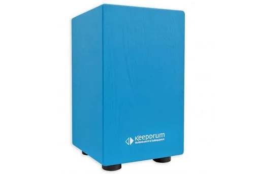keepdrum DC1M-BL Junior Cajon – Kinder Trommelhocker Blau mit Snare-System - Percussion Cajon für Kinder ab 3 Jahren, aus Holz, mit einstellbarem Snare-System und rutschfesten Gummifüßen – ideal für musikalische Früherziehung und als Hocker.
