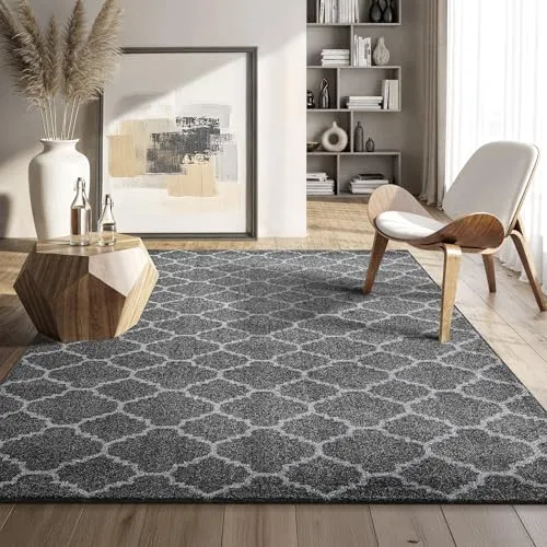 SANAT Boho Teppich – Moderner Teppich im Boho Stil, Geeignet für Wohnzimmer, Schlafzimmer, Flur, Esszimmer und Kinderzimmer – Skandi Grau, Größe: 80 x 150 cm