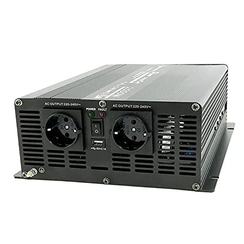 SOLARTRONICS Spannungswandler NM2500 12V 2500 Watt - Spannungswandler für 12V Batterien, 2500W Dauerleistung, 5000W Spitzenleistung - ideal für Haushaltsgeräte, inklusive Schuko- und USB-Anschluss für vielseitige Nutzung.
