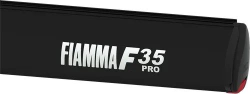 Fiamma F35 Pro Wand- und Dachmarkise 250 cm (Deep Black/Royal Grey) - Caravan-Zubehör mit kompaktem Design, ideal für Campingbusse. Robustes Aluminiumgehäuse, wasserdichtes Tuch und integrierte Stützfüße für einfache Handhabung.