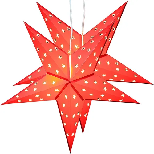 2er Pack BRUBAKER Falt Weihnachtssterne mit je 10 LED, 60 cm Ø, Rot [++]