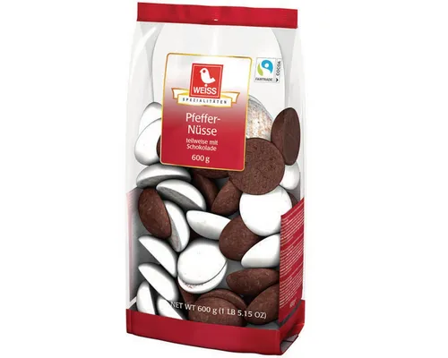 WEISS Süßigkeit, Weiss Pfeffernüsse teilschokoliert köstlich würziger Lebkuchen 600g