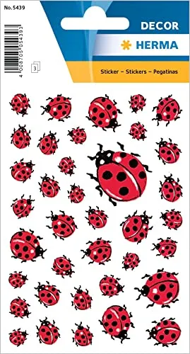 HERMA 5439 Aufkleber Marienkäfer Glück klein mini, 111 Stück, Ladybug Sticker in rot, Etiketten für Fotoalbum Hochzeit Tagebuch Poesiealbum Scrapbooking Geburtstag Liebe Dekoration Briefe DIY Basteln