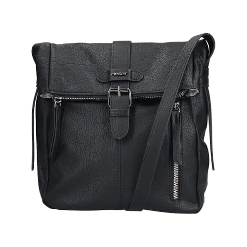 Rieker DA H1103-00 schwarze Umhängetasche - Handliche Umhängetasche aus hochwertigem Kunstleder mit vielseitigem Hauptfach und zusätzlichem Reißverschluss für optimale Sicherheit. Ideal für den Alltag.
