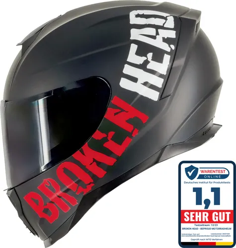 Broken Head BeProud Sport Rot Motorradhelm + Schwarzes Visier : XXL (63-64 cm) Größe: XXL (63-64 cm)