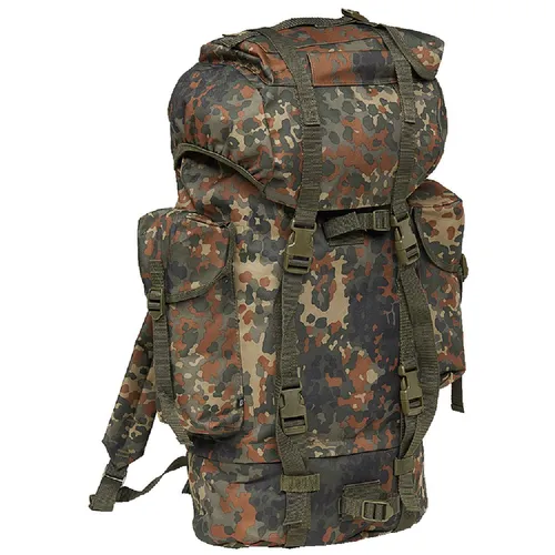BW Bundeswehr Kampfrucksack 65 L - Outdoor Rucksack - Robuster 65 L Trekkingrucksack im Flecktarn-Design, ideal für Camping und Outdoor-Aktivitäten. Mit Bodenfach und Wasserabweisendem Material für optimale Funktionalität.