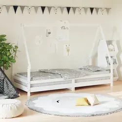 vidaXL Kinderbett Weiß 90x200 cm aus massivem Kiefernholz - Hochwertiges Kinderbett aus massivem Kiefernholz mit kreativem Hausdesign, ideal für Kinder ab 4 Jahren. Robuste Latten sorgen für Stabilität und Belüftung.