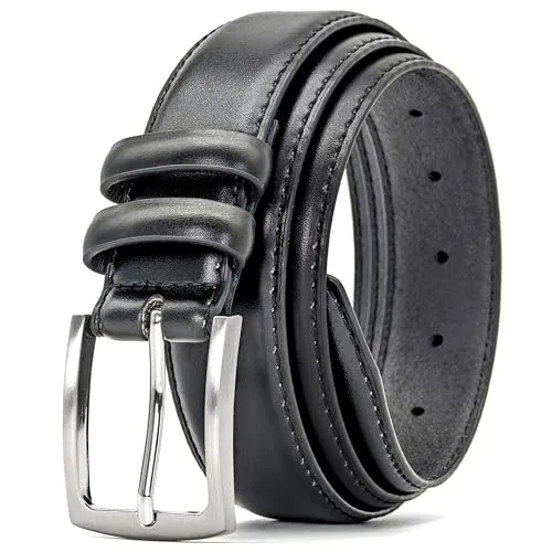 Ashford Ridge Herren 33mm Doppelschleife Ledergürtel (80CM (gesamtlänge 95cm), Schwarz)