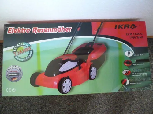 Set Ikra ELM 1434 U Elektro Rasenmäher  34 cm 1400 Watt+ Gartenhandschuhe Gr 10