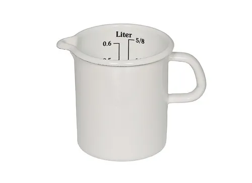 Riess Messbecher Classic Weiss - Hochwertiger Messbecher aus Emaille, hitzebeständig und ideal für präzises Kochen und Backen.