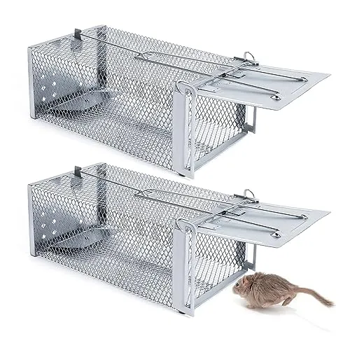 Lebendfalle Mausefalle, XXL Premium Rattenfalle Hochsensitive Mäuse-Futterfalle, Tierfreundlich & Wiederverwendbar Falle Geeignet für Küche Garten Lagerhaus (2 Stück)