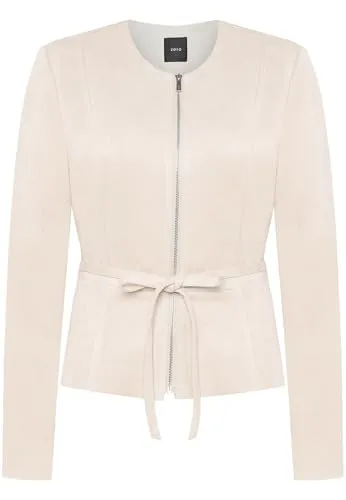 zero Damen Blazer-Jacke in Lederoptik 42, French Oak - Stylische und taillierte Blazer-Jacke in Lederoptik mit Rundhals-Ausschnitt und Gürtel. Ideal für vielseitige Looks, die Eleganz und Komfort vereinen.