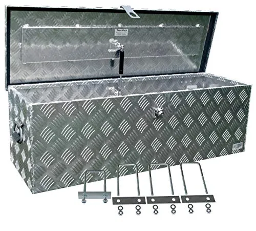 TRUCKBOX D100 Alubox - Werkzeugkasten aus robustem Aluminium Riffelblech, wasserabweisend mit 95 Litern Volumen und inkl. Montagesatz - ideal für sicheres Transportieren von Werkzeugen.