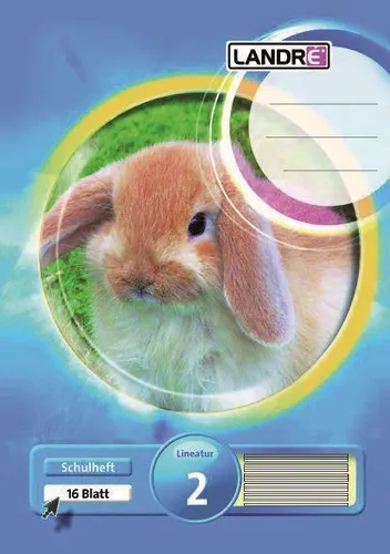 Schulheft A5, liniert, Liniatur 2, 16 Blatt.