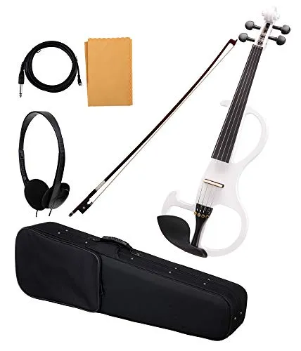 Classic Cantabile EV-90WH 4/4 E-Violine weiß - Streichinstrumente mit hochwertiger Fichtendecke und echtem Ebenholzgriffbrett, inklusive umfangreichem Zubehör für den sofortigen Spielspaß.