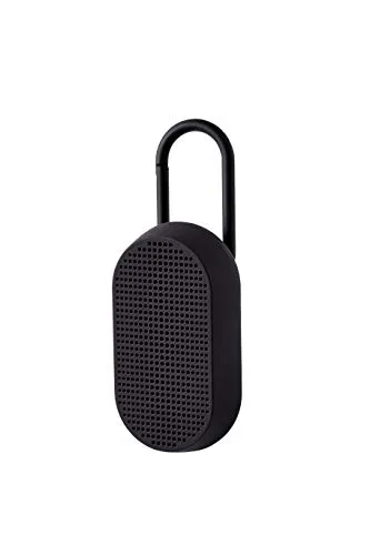 Lexon MINO T Bluetooth-Lautsprecher mit Karabiner, wasserabweisend (Schwarz)