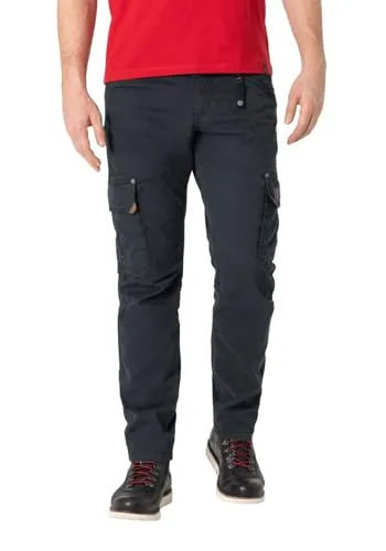 Timezone Herren Cargo Regular Roger TZ - Grau Schwarz - Wanderhose mit normaler Bundhöhe und vielen Taschen, aus 98% Baumwolle und 2% Elasthan, ideal für Freizeit und Arbeit, bequem und zeitlos.