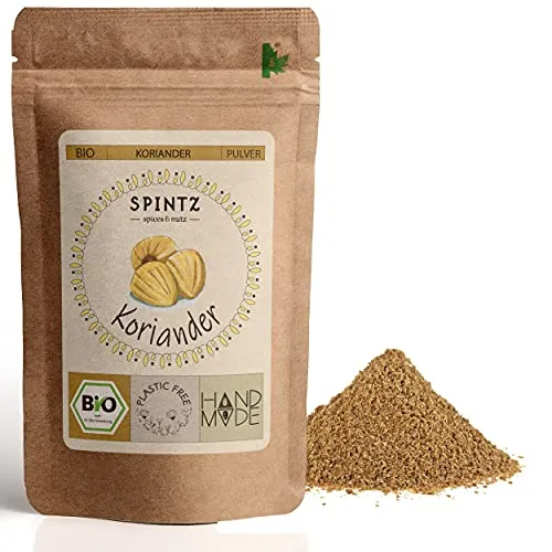 SPINTZ 1kg Bio Koriander gemahlen - Korianderpulver, gemahlene Coriander Saat, Körner, Samen - vegan, organic, 100% natürlich und ohne Zusätze - naturrein aus biologischem Anbau | plastikfrei verpackt