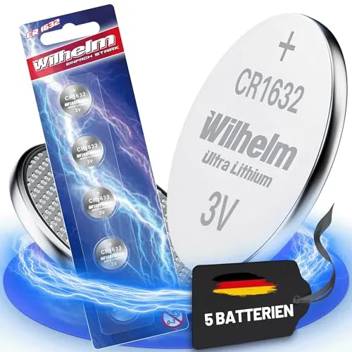 CR1632 CR 1632 WILHELM Lithium Knopfzelle 3V 140 mAh ø16 x 3,2 mm Batterie DL1632 5 x