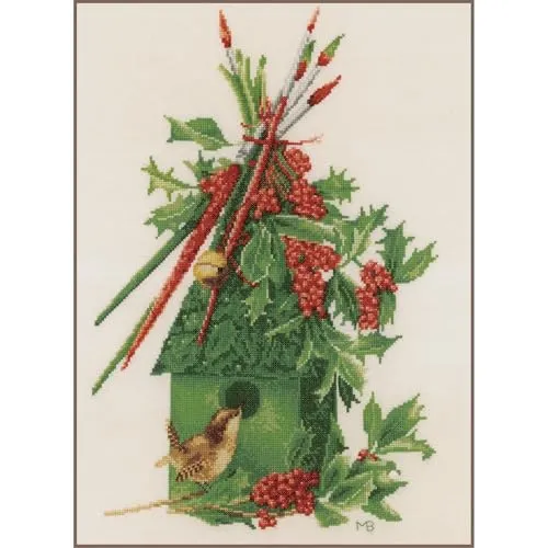 Lanarte Kreativset Vogelhaus - Zählmusterpackung für Kreuzstich - Kreativkästen mit klarem Design und hochwertigem Zubehör für Anfänger und Fortgeschrittene. 100% Baumwolle, 23 Farben, inklusive Garn-Organisator und Sticknadel.