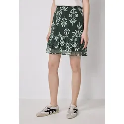 Street One Studio Damen F361709 Chiffon-Rock mit Volants, Desert Pine Green, 36 - Röcke für Damen, leichter Chiffon-Rock mit floralem Muster und dekorativen Volants für einen eleganten Look und hohen Tragekomfort.