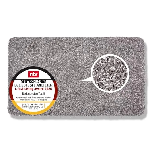Entra Saugstark Schmutzfangmatte 75x130 cm – Waschbar und rutschfest - Fußmatte aus 100% Baumwolle, die bis zu 3,4 l Wasser pro m² aufnimmt. Ideal für Eingangsbereiche, pflegeleicht und rutschfest dank Latexbeschichtung.