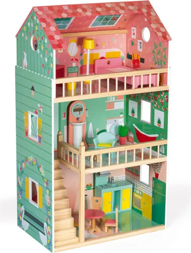 Janod Puppenhaus Maxi Happy Day mit Möbel