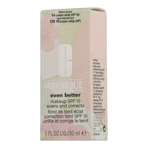 Clinique Even Better Makeup SPF 15 - Evens and Corrects CN 18 Cream Whip (30 ml) - Make-up mit SPF 15, das Hautunebenheiten ausgleicht und korrigiert. Ideal für einen strahlenden Teint und optimalen Sonnenschutz.