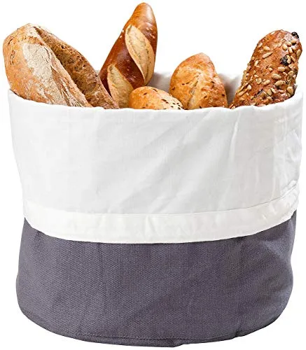Rosenstein & Söhne Brotkasten: XL-Brotkorb aus 100% Baumwolle, verschließbare Kordel, waschbar, Ø25cm (Frühstücksbeutel, Brot-Box, Lunchbox)