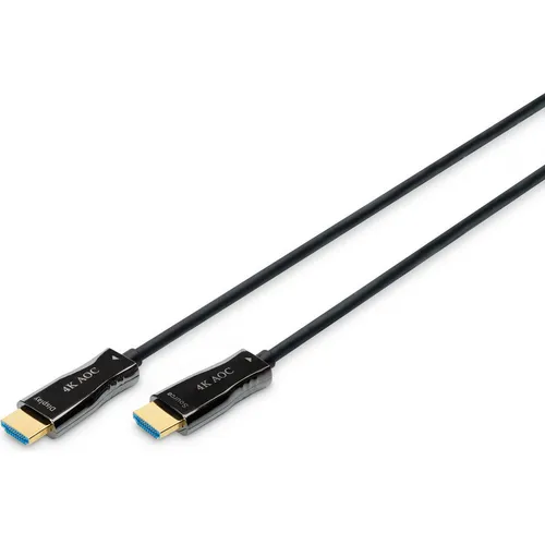 DIGITUS HDMI AOC Hybrid Glasfaserkabel, UHD 4K, 30 m - HiFi-Kabel mit hoher Bandbreite für unkomprimierte Video- und Audiodatenübertragung über längere Distanzen. Ideal für Heimkino und Konferenzräume, unterstützt HDMI 2.0b, HDR und bietet Plug & Play Installation.