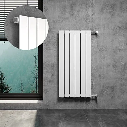 WITEN&NOCK Design Heizkörper Weiß 460 x 950 mm - Stylischer Flachpaneelheizkörper mit 495 Watt Wärmeleistung, ideal für effiziente Heizlösungen und einfache Montage dank seitlichem Anschluss mit 900 mm Nabenabstand.