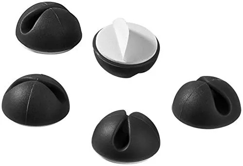 Goobay 95040 Kabelmanagement 1 Slot (mini) / Kabelhalter für ein Kabel, Kabelklemme für Schreibtisch, Auto, Büro, Kabelclip Selbstklebend, Kabel Organizer, 15x29 mm, 5er Set