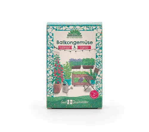 Die Stadtgärtner Gemüsesamen Saatgut-Set mit 6 BIO Balkongemüsesorten, Tolles Garten-Geschenk, Samenfest, Ohne Gentechnik, Laborgeprüfte Keimrate