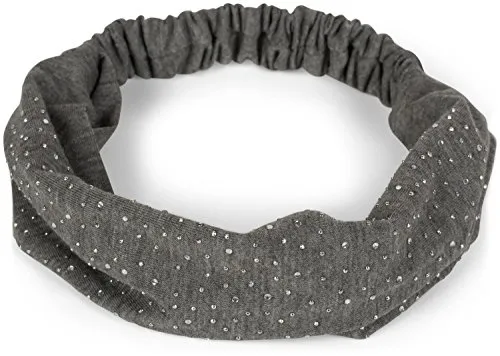 styleBREAKER Damen Haarband mit Strass und Gummizug, Stirnband, Headband, Haarschmuck 04026016, Farbe:Dunkelgrau meliert