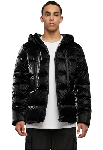 Urban Classics Herren TB6330 Shark Skin Puffer Jacket - Black, XXL - Funktionsjacke mit stylischem Pufferdesign, ausgestattet mit Front-Reißverschluss und elastischem Kordelzug für eine individuelle Passform.