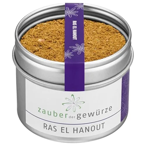 Zauber der Gewürze Ras el hanout - marokkanische Gewürzmischung für Couscous, Tajine, Lamm und weitere Gerichte der orientalischen Küche, Spitzen-Qualität in wiederverschließbarer Aroma-Dose, 50 g