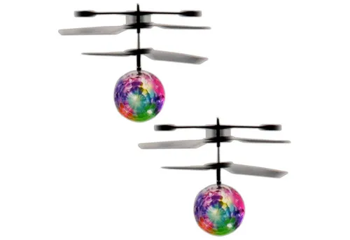 EAXUS Spielzeug-Hubschrauber 2x Infrarot LED Fliegender Hubschrauber Kugel Heliball Helikopter, mit LED Beleuchtung, Selbstfliegend