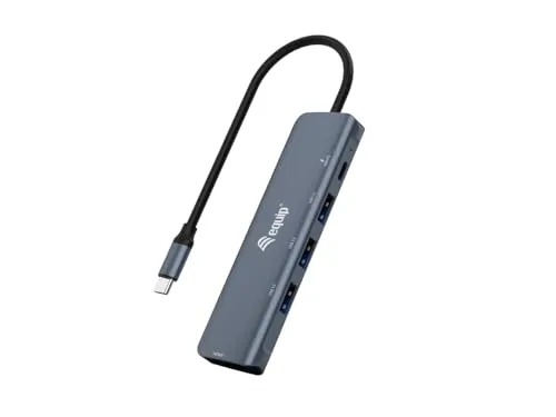 Equip Dock 5-1 USB-C Hub mit HDMI und 3xUSB-A - Vielseitiger USB-C Hub mit 4K HDMI-Ausgang, ideal für Präsentationen und Home Office. Unterstützt 100W Power Delivery für schnelles Aufladen.