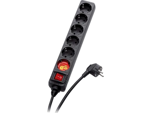 Vivanco ES6 S15 - 6-fach Steckdosenleiste mit Schalter, 1,40m Zuleitung, gedrehte Steckdosen für mehr Platz und Sicherheit