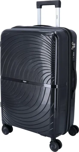 DYX 4 Rollen Trolley M 67 cm Paris schwarz - Trolley mit 76 Litern Volumen, integrierter Dehnfalte für zusätzliches Packvolumen und TSA-Zahlenschloss für sicheres Reisen. Ideal für komfortable Reisen dank vier 360°-Drehrollen und arretierbarer Teleskopstange.